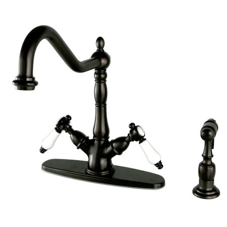 Kingston Brass KS1235BPLBS Mono Deck Mount Kitchen Faucet W/ Brass Sprayer, Bronze KS1235BPLBS
